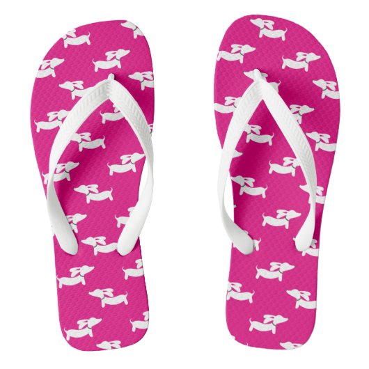 Heet Roze Dachshund Teenslippers (Voetbed)