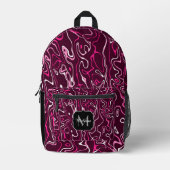 Heet roze damascus abstracte krullen Aangepaste Mo Bedrukte Rugzak (Voorkant)