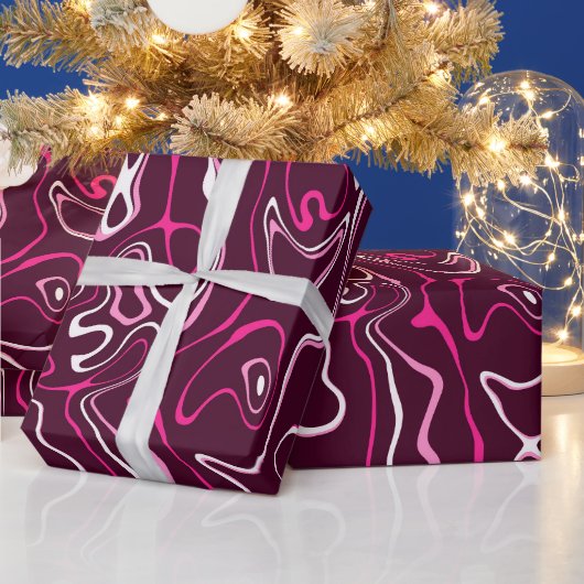 Heet roze damascus abstracte krullen koel patroon cadeaupapier (Feestdagen)