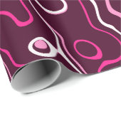Heet roze damascus abstracte krullen koel patroon cadeaupapier (Rol Hoek)