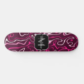 Heet roze damascus abstracte wervelingen Aangepast Persoonlijk Skateboard (Horizontaal)