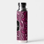 Heet roze damascus abstracte wervelingen Aangepast Waterfles (Links)