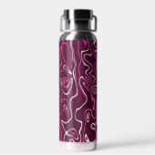 Heet roze damascus abstracte wervelingen Aangepast Waterfles (Achterkant)