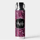 Heet roze damascus abstracte wervelingen Aangepast Waterfles (Voorkant)