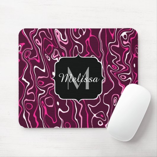 Heet roze damascus abstracte wervelingen Custom Mo Muismat (Met muis)