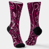 Heet roze damascus abstracte wervelingen Custom Mo Sokken (Gebogen)