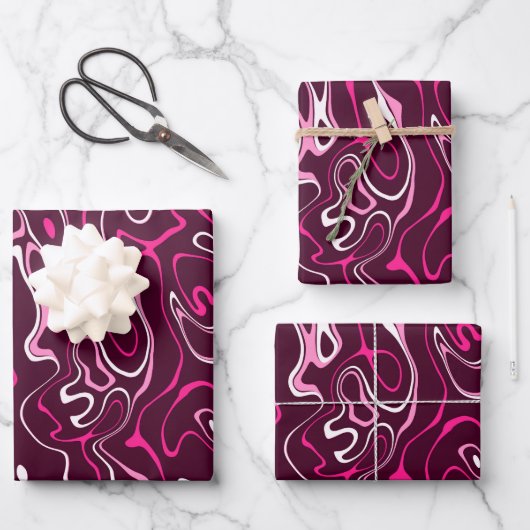 Heet roze damascus abstracte wervelingen koel patr inpakpapier vel (Voorkant)