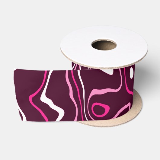 Heet roze damascus abstracte wervelingen koel patr satijnen lint (Spoel)