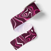 Heet roze damascus abstracte wervelingen koel patr satijnen lint (Achterkant)