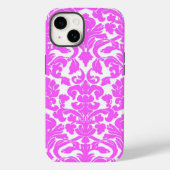 Heet Roze Damask iPhone 14 Hoesje (Achterkant)