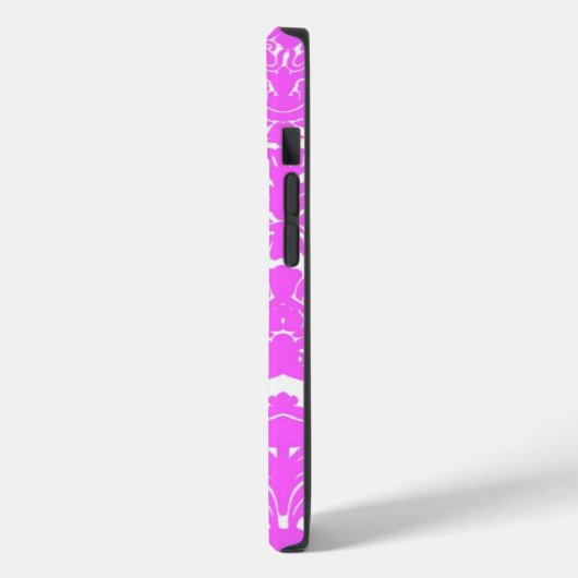 Heet Roze Damask iPhone 14 Hoesje (Achterkant / Links)