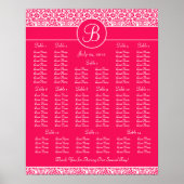 Heet roze Damask Wedding Reception Grafiek Poster (Voorkant)