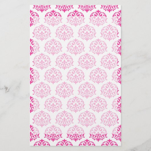 Heet roze damast briefpapier (Voorkant)
