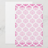 Heet roze damast briefpapier (Voorkant / Achterkant)