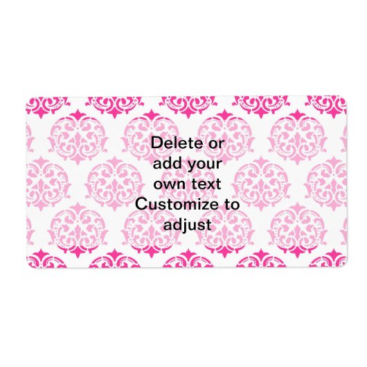 Heet roze damast etiket (Voorkant)