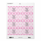 Heet roze damast etiket (Full Sheet)