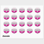 Heet Roze Damast & Parel Boog Quinceanera Sticker (Vel)