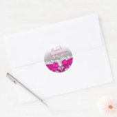 Heet Roze Damast & Parel Boog Quinceanera Sticker (Envelop)