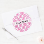 Heet roze damast ronde sticker (Envelop)