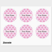 Heet roze damast ronde sticker (Vel)