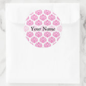 Heet roze damast ronde sticker (Tas)