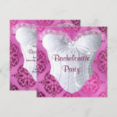 Heet Roze Damast Taille Bachelorette Feest Kaart (Voorkant / Achterkant)