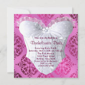 Heet Roze Damast Taille Bachelorette Feest Kaart (Achterkant)