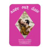 Heet Roze Diamant Foto Bruiloft Save the Date Magneet (Verticaal)