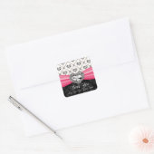 Heet Roze Diamant Rhinestone Hart Dank u Labels (Envelop)