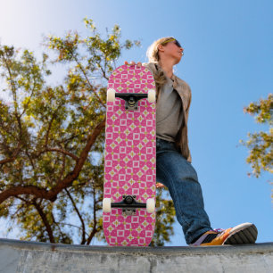 Heet roze diamanten bloem glans persoonlijk skateboard