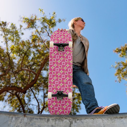Heet roze diamanten bloem glans persoonlijk skateboard (Buiten 1)