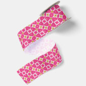 Heet roze diamanten bloem glans satijnen lint (Achterkant)