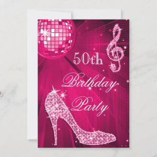 Heet Roze Disco Bal Sparkle Heels 50e Verjaardag Kaart