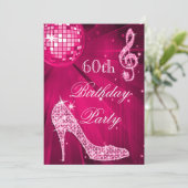 Heet Roze Disco Bal Sparkle Heels 60e Verjaardag Kaart (Staand voorkant)
