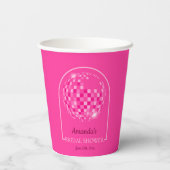 Heet Roze Disco Boogie Bruidsuitnodiging Papieren Bekers (Achterkant)