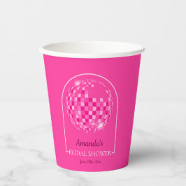 Heet Roze Disco Boogie Bruidsuitnodiging Papieren Bekers
