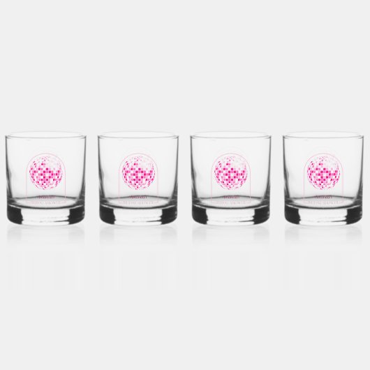 Heet Roze Disco Boogie Bruiloftsfeestje Whisky Glas (Voorkant)