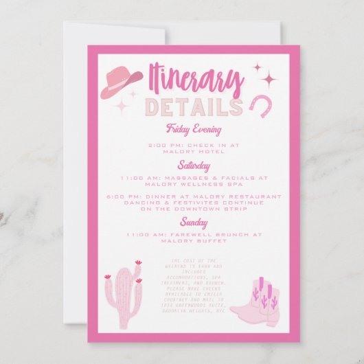 Heet roze Disco Laatste Rodeo Bachelorette-weekend Kaart (Achterkant)