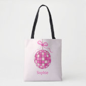 Heet roze discobal met Coquette strik op maat Tote Bag (Voorkant)