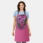 Heet roze draak bloemen geek meisje schort (Gedragen)