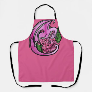 Heet roze draak bloemen geek meisje schort