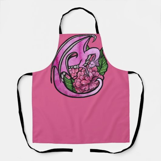 Heet roze draak bloemen geek meisje schort (Voorkant)