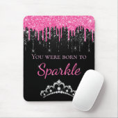 Heet Roze Drip Faux Glitter Geboren om te Fonkel Muismat (Met muis)