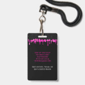 Heet Roze Dripping Glitter 18e Verjaardag VIP Pass Badge (Achterkant met koord)