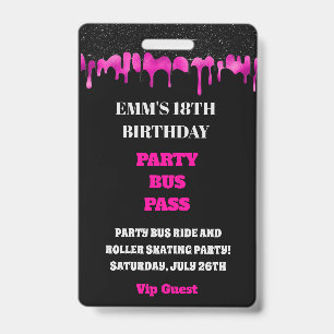 Heet Roze Dripping Glitter 18e Verjaardag VIP Pass Badge