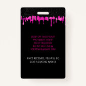 Heet Roze Dripping Glitter 18e Verjaardag VIP Pass Badge (Achterkant)