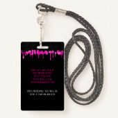 Heet Roze Dripping Glitter 18e Verjaardag VIP Pass Badge (Achterkant met draagriem)