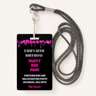 Heet Roze Dripping Glitter 18e Verjaardag VIP Pass Badge