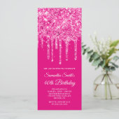 Heet Roze Dripping Glitter 40e Verjaardag Kaart (Staand voorkant)