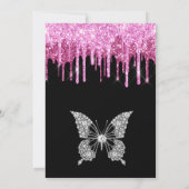 Heet Roze Dripping Glitter Quinceanera Kaart (Achterkant)